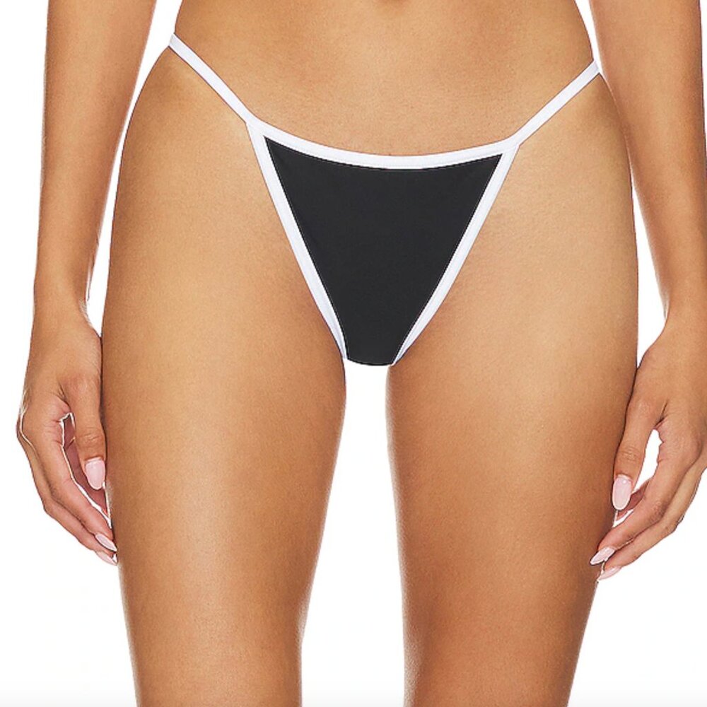 NEW Superdown Gianna Bikini Bottom in Black & White Small S